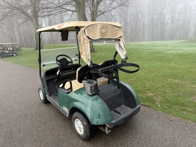 (1) 2015 E-Z-Go golf cart with a Kawasaki gas engine, includes canopy, fold-down windshield, and bal...