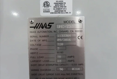2016 HAAS UMC-750 MACHINING CENTERS, VERT., N/C & CNC, 5-AXIS | Wheeler Machinery Sales (7)