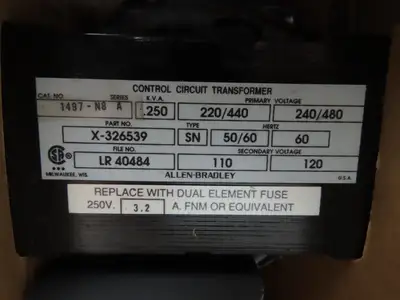 Allen Bradley 1497-N8 Industrial Control Circuit Transformer 240/480 250 VA