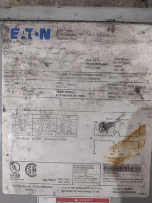 15 KVA EATON 240X480 SINGLE PHASE ELECTRICAL TRANSFORMER: YOBRO 24937