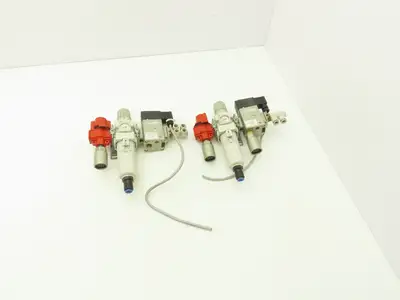 SMC Pneumatic Air Soft Start Valve Relief Filter Regulator Assembly Lot of 2