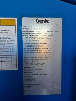 USED 2015 Genie S-60X
