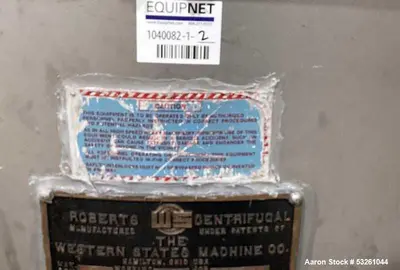 Used WESTERN STATES G-16 Basket Bottom Dump Centrifuges Illinois US | Aaron Equipment #1240992