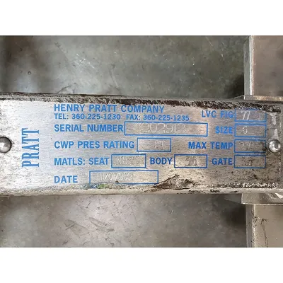 Used 6" Henry Pratt Co Stainless Steel Manual Knife Gate Valve - Fig. 77