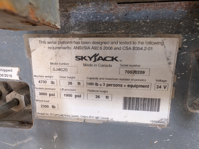 Used 2016 SJ4626 Skyjack Scissor Lifters Texas US | Stack Equipment #1418827