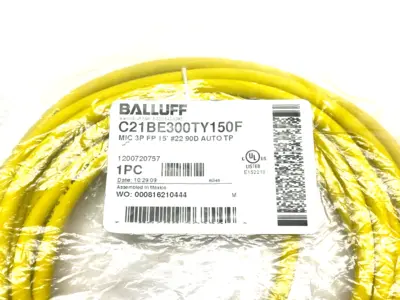 NEW BALLUFF 250V 3 PIN RIGHT ANGLE FEMALE TO FLYING LEADS CORDSET