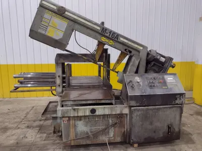 16" x 16" HYD-MECH MODEL #M-16A AUTOMATIC HORIZONTAL BANDSAW WITH POWER MITRE SWIVEL: STOCK #23419