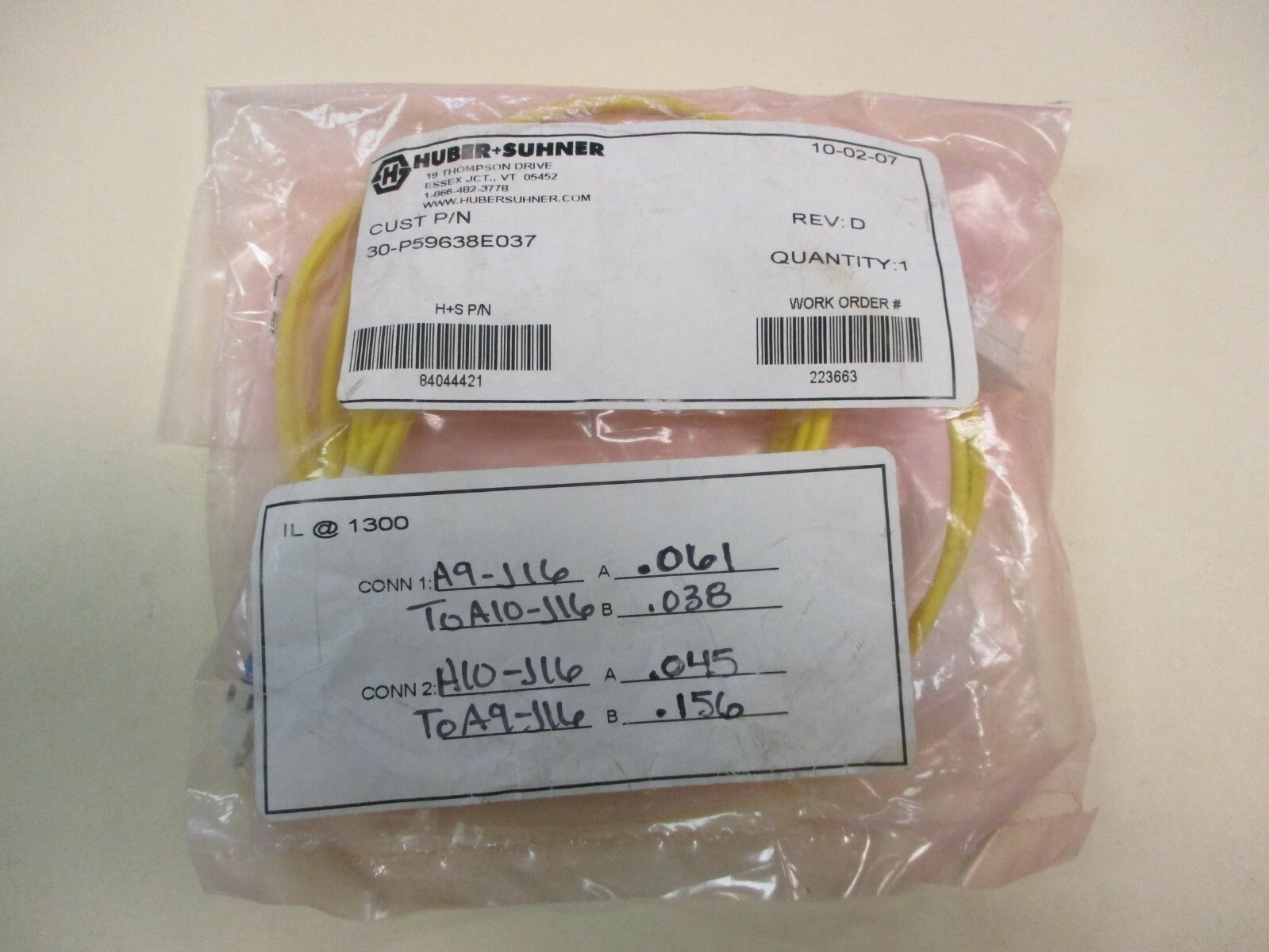 NEW Huber Suhner 30-P59638E037