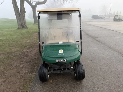 (1) 2017 E-Z-Go golf cart with a Kawasaki gas engine, model 625111G01, includes canopy, ball cover, ...