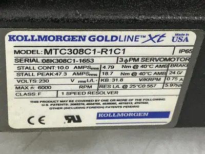 USED KOLLMORGEN GOLDLINE XT MTC308C1-R1C1