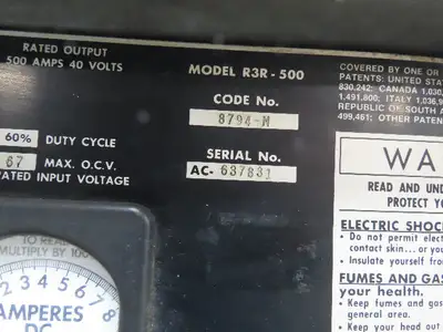 Lincoln 8794 M IDEALARC R3R 500 DC Arc Welding Power Souce Welder 230/460 3PH