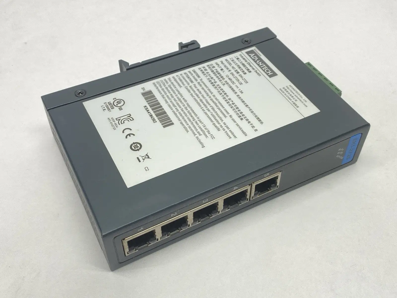 USED ADVANTECH INDUSTRIAL ETHERNET SWITCH 5-PORT 1.5A 12-48VDC EKI-2725