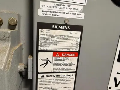 Siemens 2500–3500 kVA 13.8kV–600Y/346V Liquid-Filled Substation Transformer