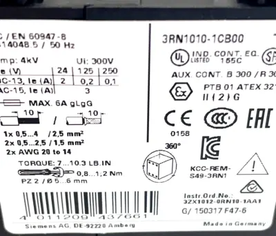 NEW SIEMENS 3RN1010-1CB00 MOTOR PROTECTION RELAY 3RN10101CB00