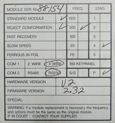 REFURBISHED SAFELINE 4500-122R CONTROLLER FW. 2.32 HW. V2 4500122R