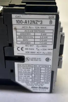 Used ALLEN-BRADLEY 100-A12NZ*3 Miscellaneous Equipment (Electrical & Power) Ohio US | Surplus Asset Holdings #1209206