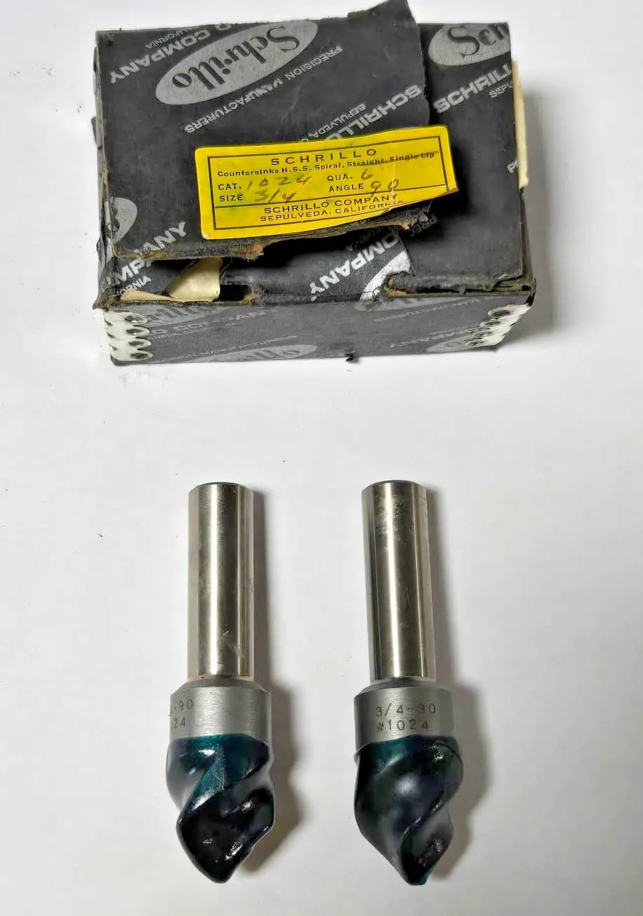 Schrillo 3/4" High Speed Steel Countersink 90 Degree #1024 USA Lot of 2
