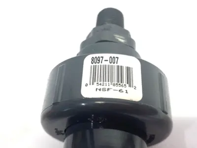 USED GEORG FISCHER TYP 546 PRO BALL VALVE PVC-U, 1" SOCKET ENDS, TO RT ANGLE ADAPTER