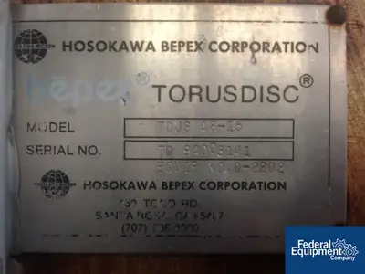 USED Hosokawa 48" x 15' Hosokawa Bepex Torus Disc Dryer, Model TDJS 48-15, S/S