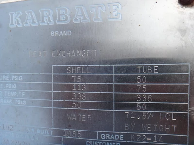 Karbate Union Carbide 853 Sq Ft Heat Exchanger