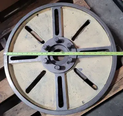 D1-6 LATHE FACE PLATE – 22” OVERALL DIAMETER, 2-1/2” THROUGH HOLE, D1-6 MOUNT, 6 PINS