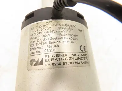 Phoenix Mecano LZ60P7A040+168-0 Electric Cylinder Actuator 300mm Stroke 24-36VDC