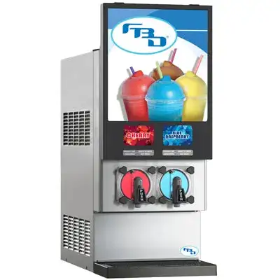 New | in-Stock FBD MFG Unused FBD 772 Frozen Beverage 2 Barrel Slushie Dispenser - 230V Slushie Machines Illinois US | Falcon Restaurant Supply #1374199