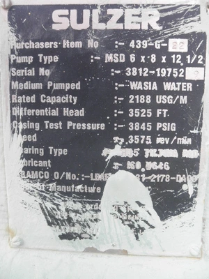USED SULZER BINGHAM 6X8X12.5A MSD