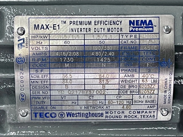 Used Teco Westinghouse _UNKNOWN_ Motors (misc) Minnesota US | Peak Machinery, Inc. #285075
