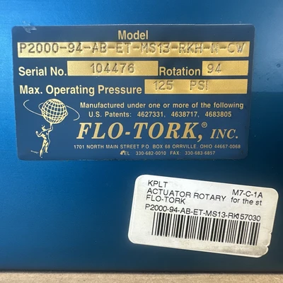 NEW Flo-tork P2000-94-AB-ET-MS13-RKH-N-CW