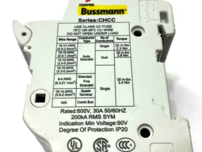 Used Cooper Bussmann Modular Indicator Fuse Holder 3-Pole 600V 30A Fuse Accessories Michigan US | Maverick Industrial Sales #1392480