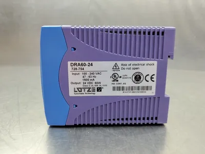 LUTZE DRA60-24 POWER SUPPLY, 24VDC, 60W. 4E-36