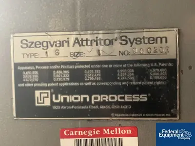 USED Union Process Union Process Attritor, Model 1S, S/S, 2 HP