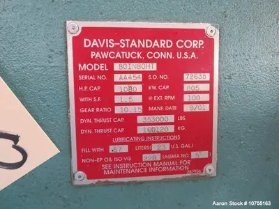 Used DAVIS STANDARD 80IN80HT Extruders Illinois US | Aaron Equipment #86519