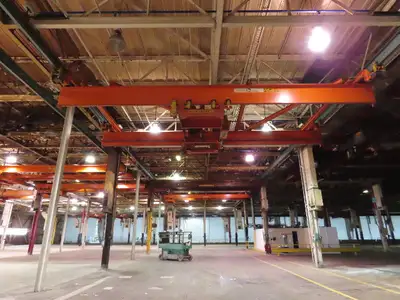 Cleveland Tramrail P&H 15 Ton Double Girder Bridge Crane 34' 10" Span w/Remote