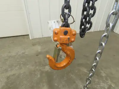 Vestil LOW-2P 1 Ton 2000Lb Chain Fall Hoist 9.8' Lift Push Trolley Low Headroom