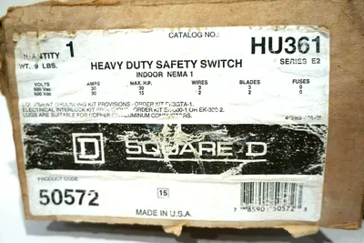 NEW SQUARE D HU361 HEAVY DUTY SAFETY SWITCH SER.E2