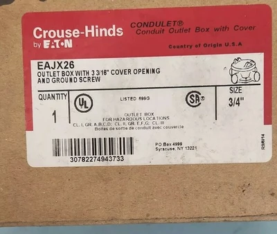 NEW CROUSE HINDS EAJX26