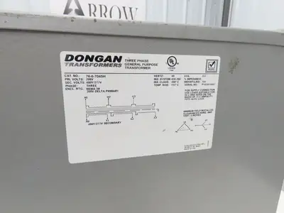 Dongan 76-6-704SH 3-Phase Transformer 6kva HV 480Y/277V LV 208V 3PH Type 3R