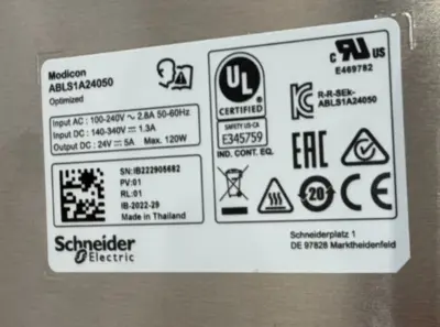 NEW SCHNEIDER ELECTRIC MODICON ABLS1A24050 POWER SUPPLY 24V 5A 120W
