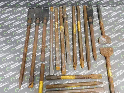 Lot of 41 Rusty Bits Clay Spade, Bull Point, Cold Chisel, Bushing Tool Used