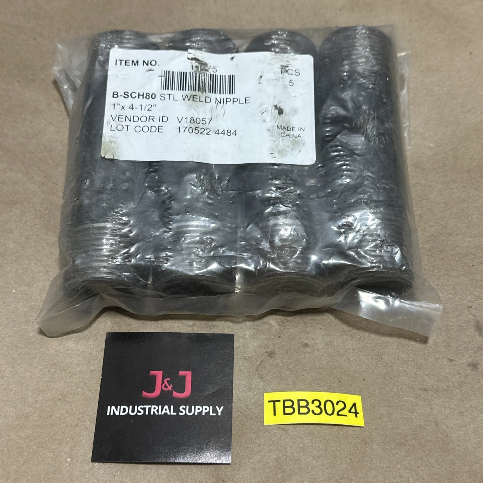 (4) NEW SURPLUS Schedule 80 B-SCH80 Steel Weld Nipple 1”x4.5” 13675 || WARRANTY!