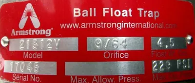 NEW ARMSTRONG 21312V BALL FLOAT TRAP 3/4" 229 PSI