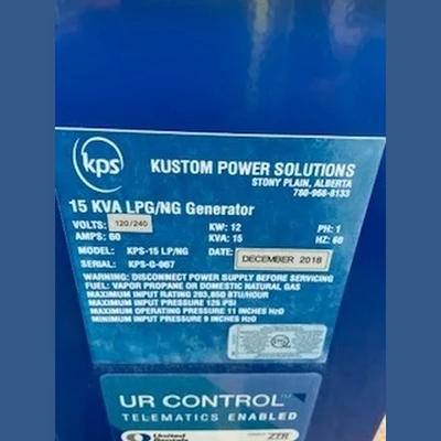 Used 2018 KUSTOM POWER SOLUTIONS KPS-15 LP/NG Generators British Columbia CA | Savona Equipment LTD #1397849