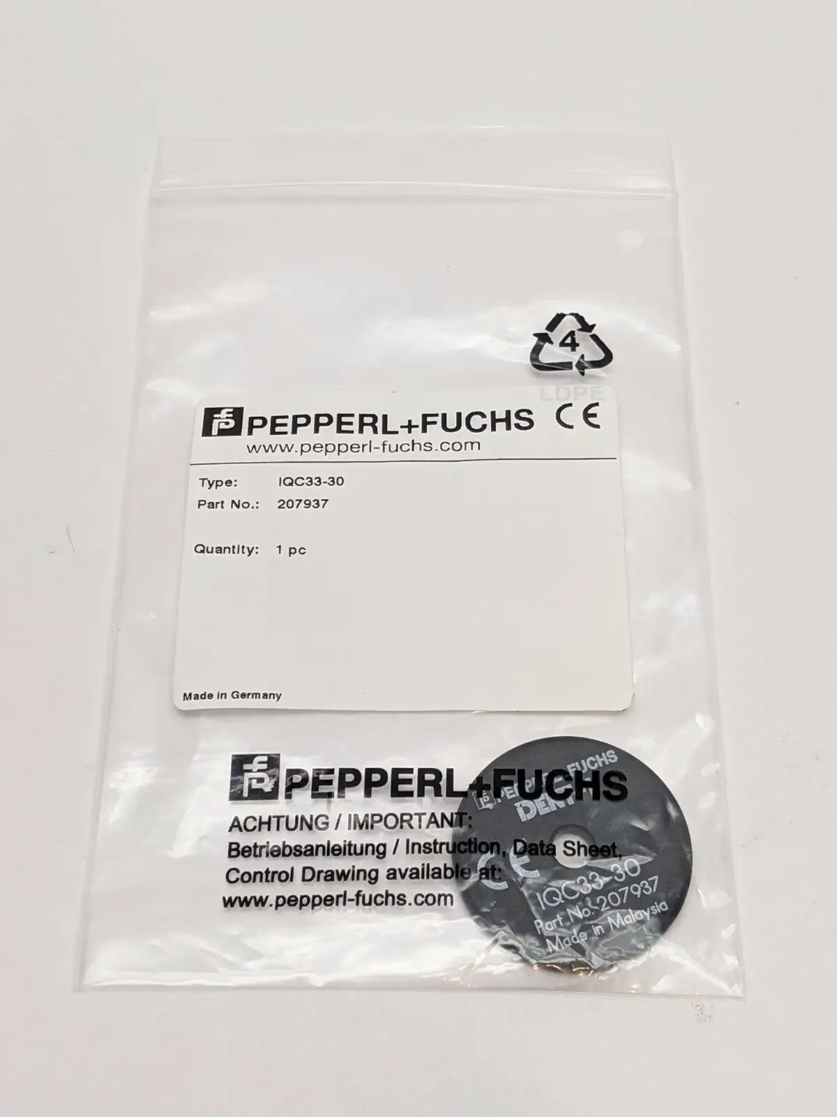 IQC33-30 | Pepperl+Fuchs  RFID Transponder 207937 - New