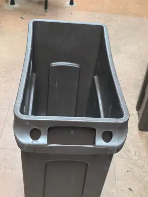 Used Rubbermaid Used Rubbermaid 23 Gallon Slim Jim Brown Rectangular Trash Can - FG9 Bins Illinois US | Falcon Restaurant Supply #1373540