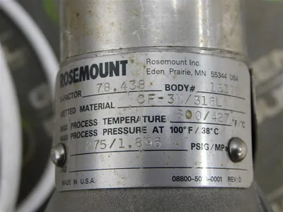 1-1/2" Rosemount Transmitter Flowtube K-Factor 78.438 Body 15396 CF8M/316L Used