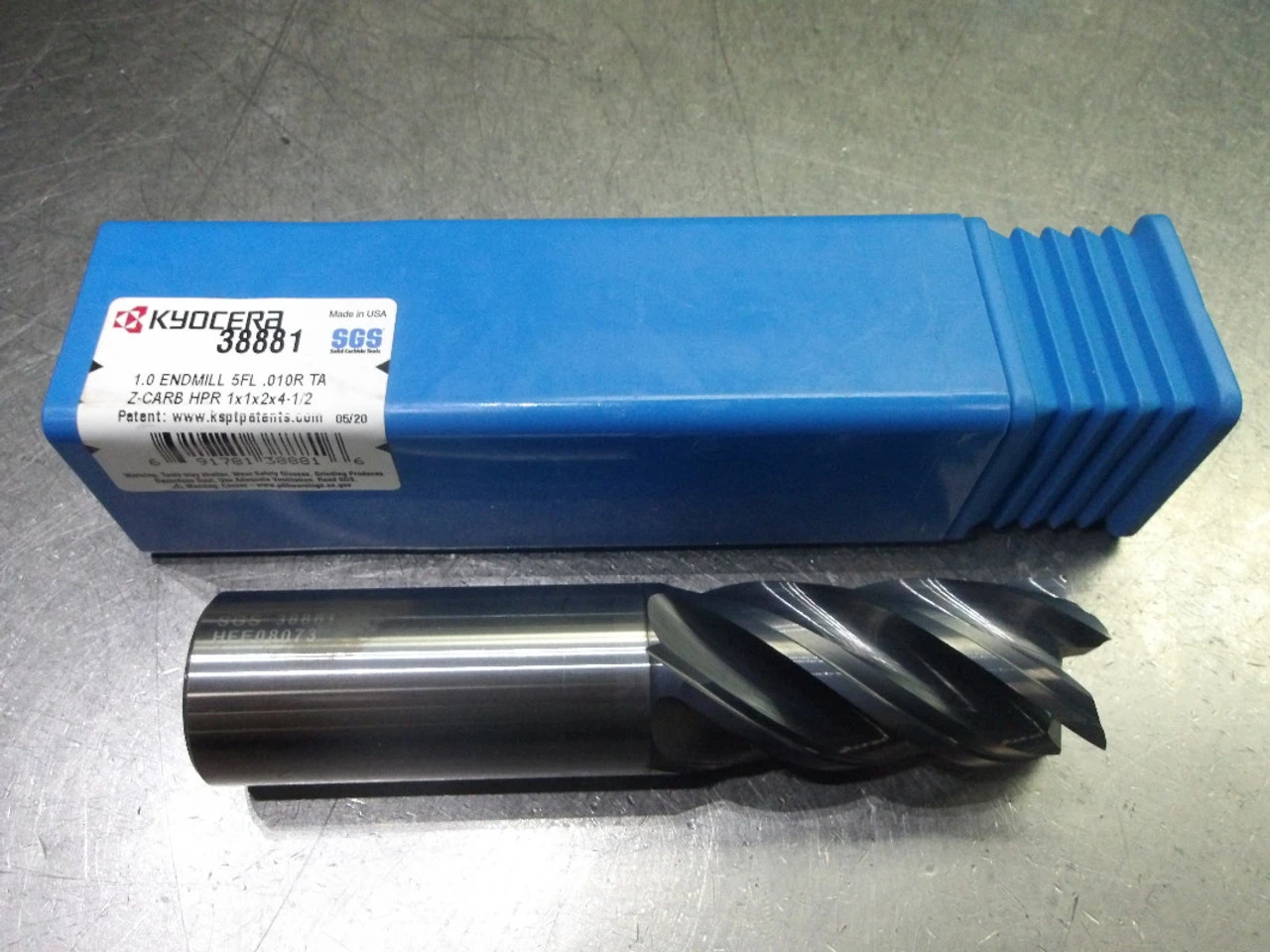 Kyocera/SGS 1" 5 Flute Carbide CR Endmill 1" Shank .010" R 38881 (LOC2180)