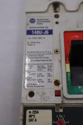 Allen Bradley 140U-J6X3 100A 3P 600V AC 250V DC Circuit Breaker STOCK H1869