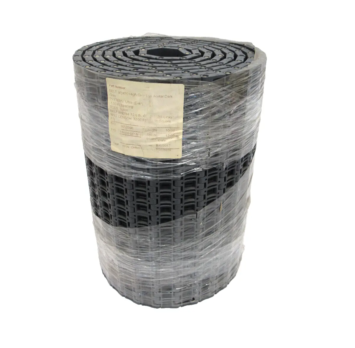 NEW HABASIT M2470 CONVEYOR CHAIN 12"W x 10'L HIGH GRIP TOP ACETAL DARK GRAY